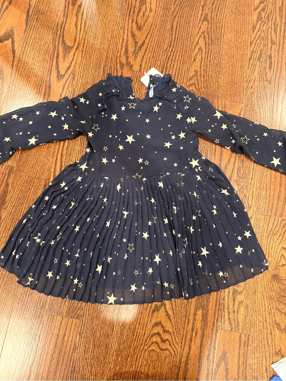 Mayoral Navy Dress with Gold Star Print